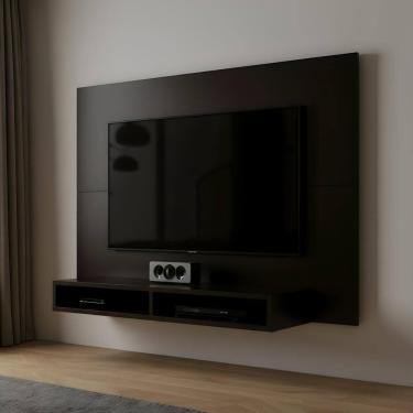 Imagem de Painel Suspenso Para Parede Tv 43 Polegadas 1,20m Com Nicho - Preto Preto
