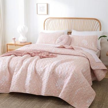 Imagem de Edredão JANZAA Queen Size Blush Botanical Floral Pattern 3 peças