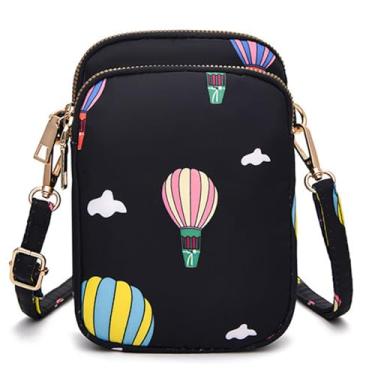 Imagem de Bolsa transversal pequena para mulheres - Mini bolsa de celular bolsa de viagem bolsa carteira com alça de ombro ajustável para passeios diários, Balão preto, Moderno