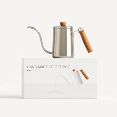 Imagem de Chaleira Gooseneck 600ml Aço Inox Bico Fino Fluxo Preciso para Café Pour Over, Hario, Chemex e Coado – Controle de Temperatura, Alça Ergonômica, Design Premium de Barista Mia Utilidades (Inox)