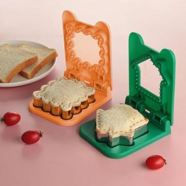 Imagem de Cortador e selador de sanduíche de café da manhã, sanduicheira de aço inoxidável com borda recortada, cortador de biscoito de panqueca de bolso para lancheira, caixa bento, lanches, festa, laranja