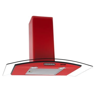 Imagem de Coifa De Parede 80cm Vidro Curvo Slim Fogatti Vermelho
