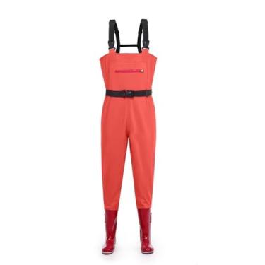 Imagem de Hip Waders Botas aquáticas de cano alto masculinas e femininas, calças de peito para lavagem de carros, indústria de aquicultura e pesca em PVC(Orange1,37 EU)