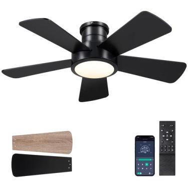 Imagem de Ventilador de teto Hounberi 40" Black Flush Mount Reversible DC