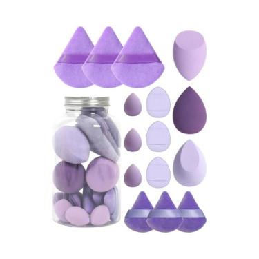 Imagem de Conjunto De 15 Esponjas De Maquiagem Mini Puff De Pó Triangular Com Fr