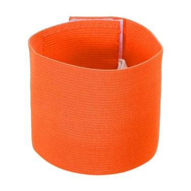 Imagem de Braçadeira de Capitão C de futebol 23 x 6 cm, pulseira elástica de nylon unissex ajustável para treinamento de times de jovens e adultos, laranja