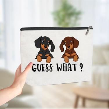 Imagem de Presentes engraçados de dachshund, bolsa de cosméticos, presentes para amantes de dachshund, salsicha, cachorro, mãe, presente para mulheres, esposa, namorada, mãe, dono, bolsa de maquiagem, Natal