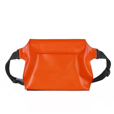 Imagem de Mochila IPX8 à prova d'água de grande capacidade tridimensional para natação na praia ao ar livre, Laranja, 200mm x 170mm x 80mm, Bolsa de cintura à prova d'água