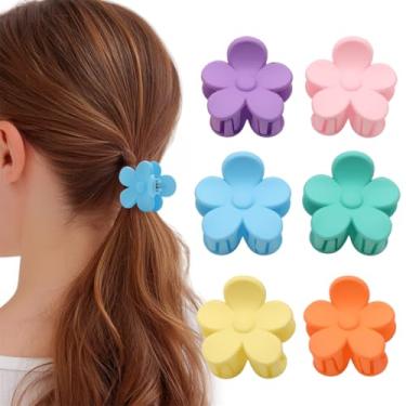 Imagem de 6 peças de grampos de cabelo com flores de várias cores para mulheres, 6 cores