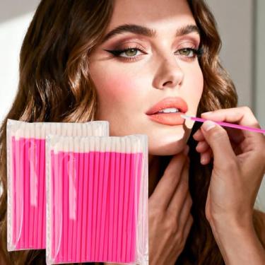 Imagem de 100 pincéis labiais, pincéis descartáveis para lábios, aplicadores de brilho labial, aplicadores de bastão de brilho labial, kits de ferramentas de maquiagem perfeitos