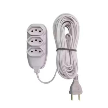 Imagem de Extensão Elétrica com 3 Saídas, 3 Metros de Comprimento, Branca, para Eletrodomésticos, 10A