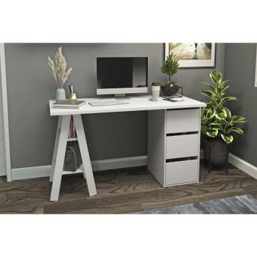 Imagem de Mesa Computador Gamer Mb 1035 C- 3 Gavetas Branco - Movelbento