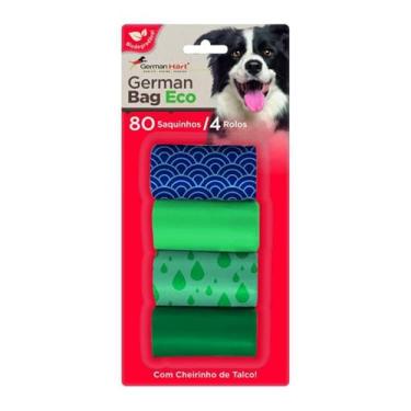 Imagem de Germanhart, Kit Refil Cata Caca Saquinhos Higiênicos para Cães, Destaca Fácil, 4 Rolos, Plástico Biodegradável Impermeável e Resistente, À Prova de Vazamentos, Aroma de Talco
