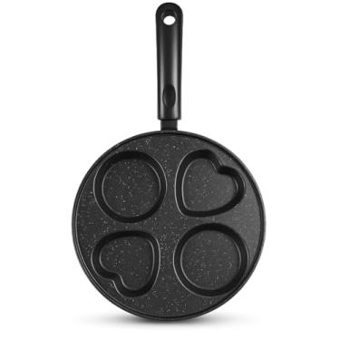 Imagem de Frigideira Antiaderente Com 4 Divisórias Para Ovos, Preta, 24,5cm, Compartimentos Separados Para Cozinhar