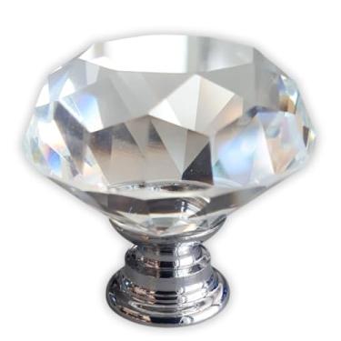 Imagem de Puxador de Cristal Premium para Móveis, 30mm, Base Cromada em Alumínio, Ideal para Gavetas e Armários (2)