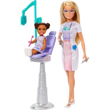 Imagem de Boneca de dentista Barbie com boneca de moda loira e acessórios