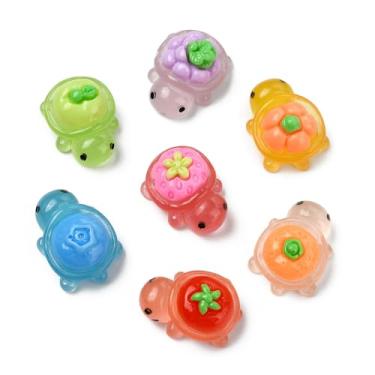 Imagem de UR URLIFEHALL 70 peças, 7 cores, luminosos, tartarugas marinhas, cabochão de resina, lindos pingentes de animal do oceano para joias faça você mesmo, enfeite de artesanato, bolsa de telefone sapatos