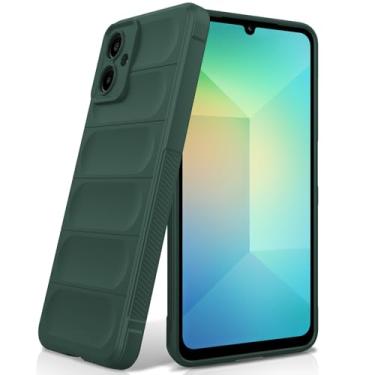 Imagem de BonYonka Capa de silicone para Samsung Galaxy A06, forro de microfibra antiarranhões, capa à prova de choque com proteção para câmera, verde