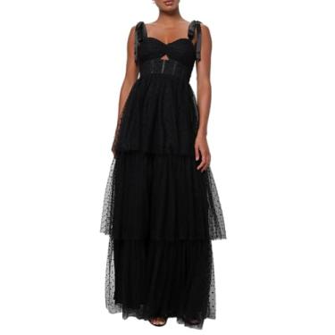 Imagem de Lulus Vestido longo Billie Keyhole Recortado Preto