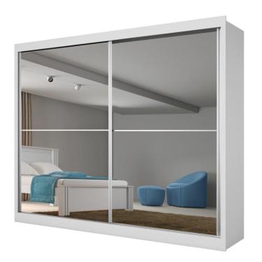 Imagem de Guarda Roupa Verona Plus 2 Portas Espelhado 100% Mdf Branco Acetinado