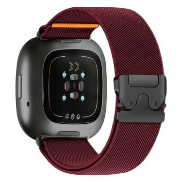 Imagem de Pulseiras de nylon elástico para Fitbit Versa 4/Versa 3/Sense 2/Sense 2/Sense, pulseira de relógio feminina e masculina, fivela de paraquedas, pulseira elástica macia, ajustável, esportiva de