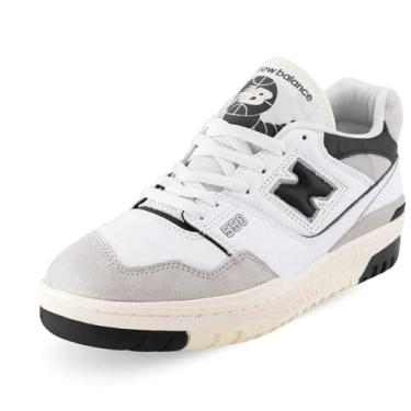Imagem de New Balance Tênis infantil 574 V1 com cadarço, Branco/Preto/Cinza, M9.0/W10.5