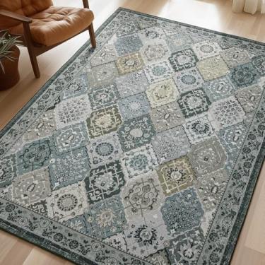 Imagem de Phantoscope Tapete de área vintage coleção 2,5 x 25,4 m, lavável tapete grande para sala de estar antiderrapante, tapete marroquino boho de pilha baixa para quarto, sala de jantar, escritório, tapete