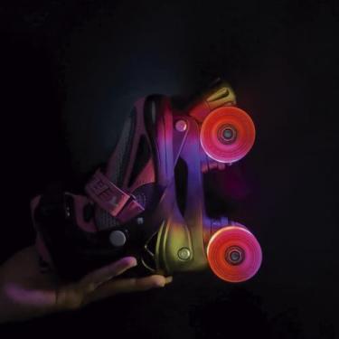 Imagem de Patins Traxart Infantil Flash Quad Preto/pink - 54mm Abec-7