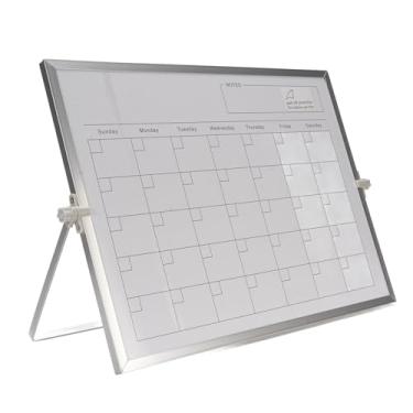 Imagem de Garosa Calendário de Apagamento Magnético a Seco Dupla Face 30x40cm Planejador Semanal Mensal Com Suporte de Alumínio Desktop Quadro Branco Escritório Casa