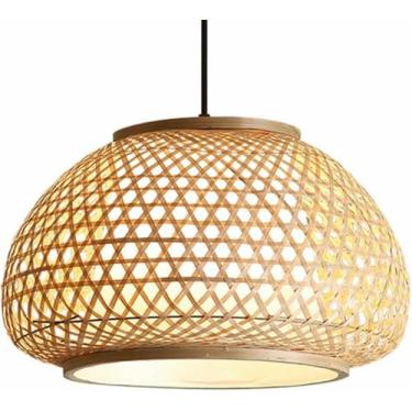 Imagem de WLHAZMWY Candeeiro pendente de casa de fazenda luminária tradicional estilo chinês luminária pendente sombra natural para cozinha ilha sala de jantar (40 cm)