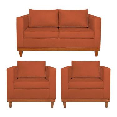 Imagem de Kit Sofá 2 E 3 Lugares E 2 Poltronas Europa 180 Cm Suede - Amarena Móveis Terracota