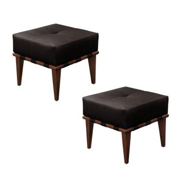 Imagem de Conjunto - 2 Puffs Banqueta Noé Luxo Castellar Móbile Corino Preto