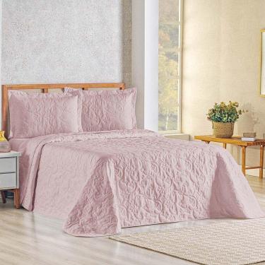 Imagem de Kit Cobre Leito Colcha Celeste Queen 3 Peças Matelado Floral 180 Fios - Rose