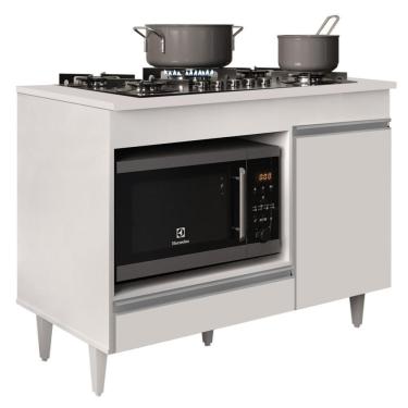 Imagem de Balcão Multiuso Para Cooktop 4 Bocas Georgia Branco - Lumil Móveis