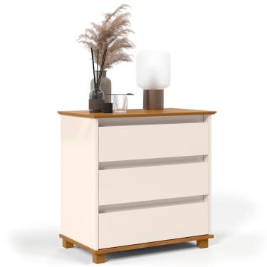 Imagem de Cômoda Para Quarto 3 Gavetas 68cm Ej Off White-freijó - Ej Móveis