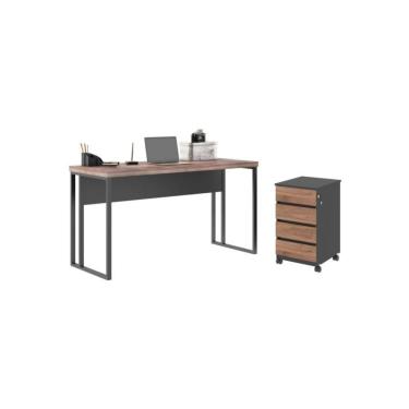 Imagem de Kit Escrivaninha Com Gaveteiro Dinamarca Noce Preto
