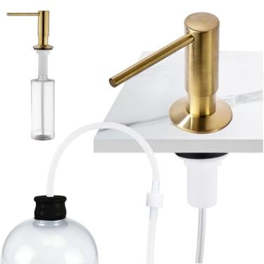Imagem de Avola Loção ou dispensador de sabão para pia de cozinha, loção líquida de latão sem manchas, dispensador de sabão para pia de cozinha com kit de tubo de extensão de 120 cm e garrafa PET de 482 ml
