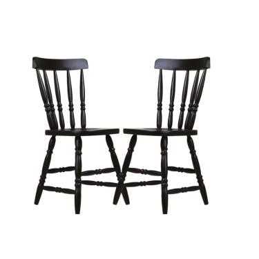 Imagem de Kit Cadeira Ditália Madeira Maciça Eucalipto 2 Unidades Preto
