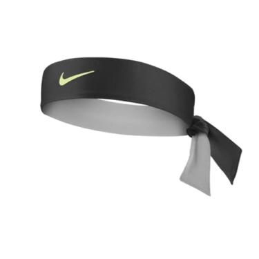 Imagem de Nike Gravata esportiva Dri-Fit Premium Swoosh, macia e absorvente de suor/unissex (preta/verde-limão)