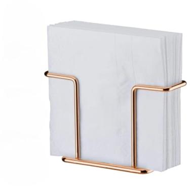 Imagem de Porta Papel Toalha Banheiro, Porta Guardanapos Suporte Apoio de Papel Aço Mesa Restaurante Lanchonete, 13×8.5×5cm(Rose Gold)
