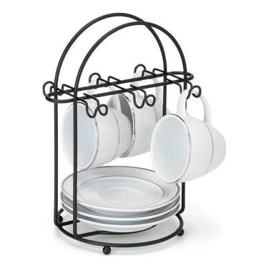 Imagem de Suporte Organizador Para Xícaras De Café Chá Pires Cor Preto