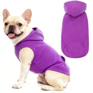 Imagem de EXPAWLORER Colete de lã com capuz para cachorro, moletom com capuz para cães outono inverno roupas para animais de estimação com coleira anel/orifício, sem mangas, quente, aconchegante, roupas para