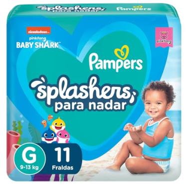 Imagem de Fraldas Descartáveis Para Água Pampers Splashers Baby Shark M-G 11 fraldas
