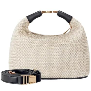 Imagem de VKUOO Bolsas clutch de palha para mulheres 2025, bolsas de praia de verão ráfia para mulheres, bolsas transversais pequenas de tecido, bolsas de férias, Preto, 9 x 4.33 x 6.7 inches, Boho Raffia