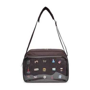 Imagem de Bolsa carteiro Ita Canvas Pin Display Bolsa tiracolo para homens e mulheres, Café