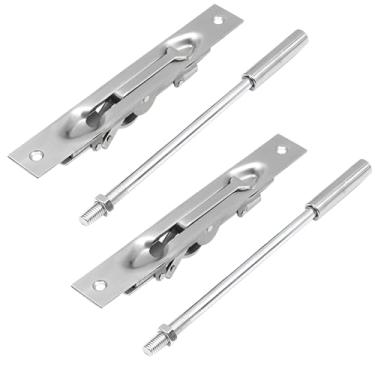 Imagem de LUMINFLY Ideal para portas corta-fogo e portas duplas, fechaduras duplas para portas francesas, 2 peças de parafuso oculto de aço inoxidável de 25 cm com trava de mola, trava para portas francesas