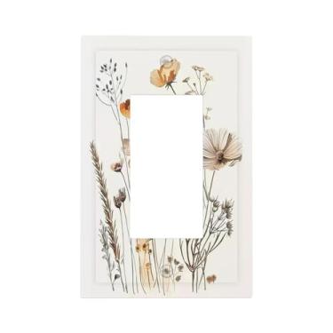 Imagem de DWBGUO Capas de tomada decorativas com lírios, orquídeas, flores, arranjos florais, 1 gangue balancim, capas para interruptores de luz, decoração única, placa de parede para quarto, decoração de casa