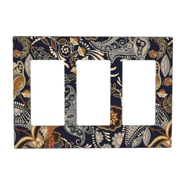 Imagem de Nadoabtm Capas para interruptores de luz, padrão paisley, flor de caju, planta de flor de caju, balancim elétrico, GFCI, placa decorativa de parede para quarto, decoração de casa