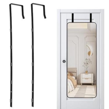 Imagem de Nextpal Gancho para espelho de porta, ganchos de porta ajustáveis com forro protetor compatível com a maioria dos espelhos, para banheiro, quarto, penteadeira de comprimento total, 2 peças de 13,7