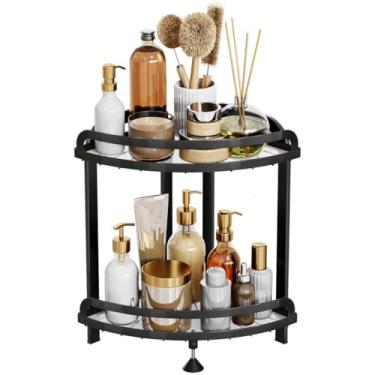 Imagem de Prateleira de canto organizadora de 2 camadas, prateleira de canto para banheiro e cozinha, canto de prateleira de armazenamento de bancada, canto de suporte de chuveiro em pé